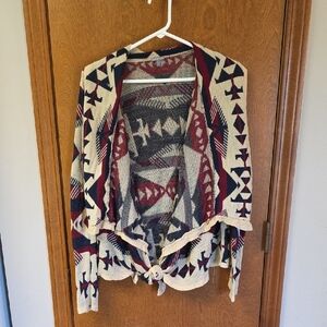 Vintage Aztec Open Front Cardigan Sweater